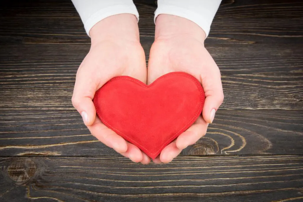 A Person Holding a Red Color Heart in Hand